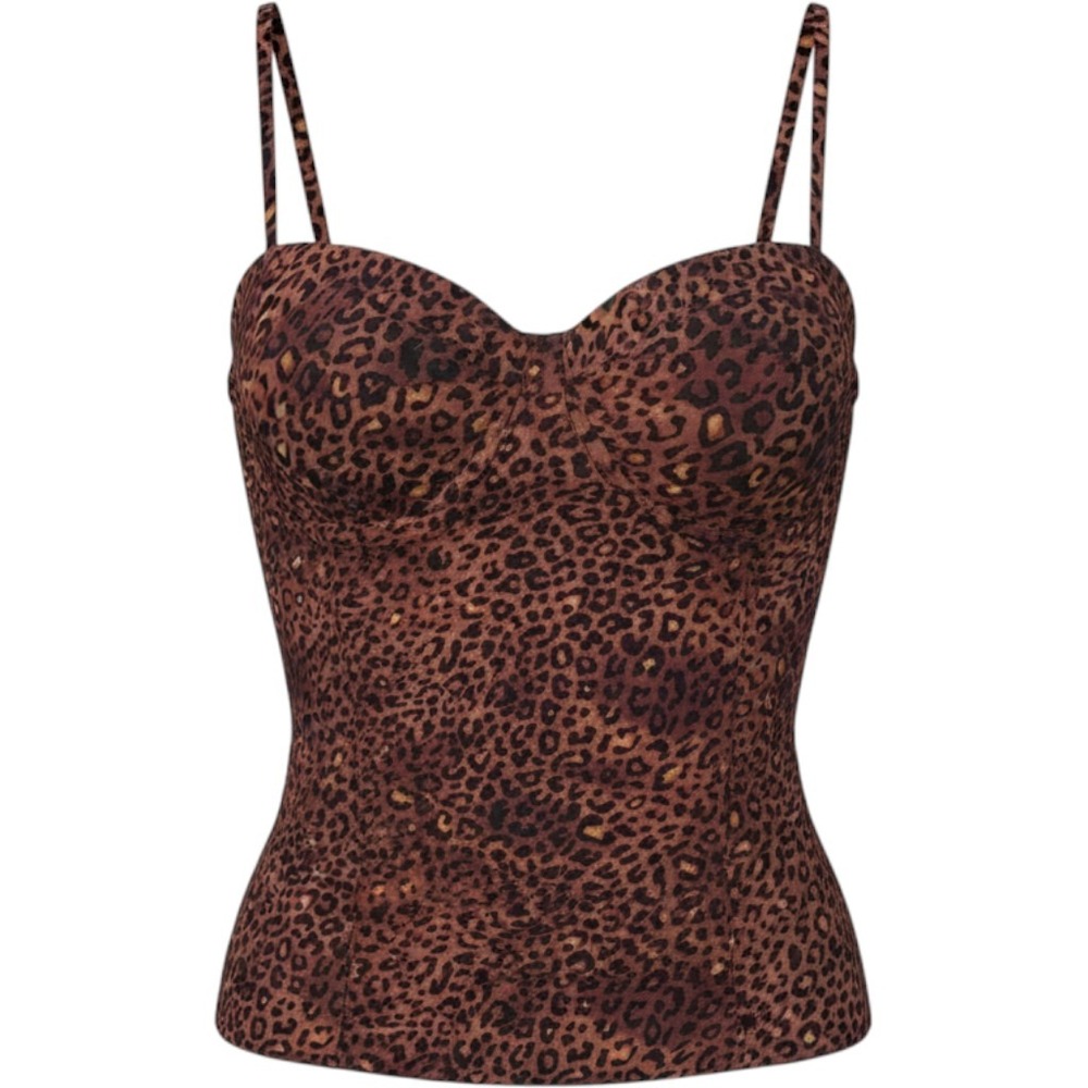 Assets Spanx Leopard Print Tank Top Womens XL Brown Shaping Mobwife Y2k Indie‎